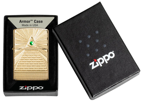 Zippo Lighter - Eye of Providence Brass High Polish Armor