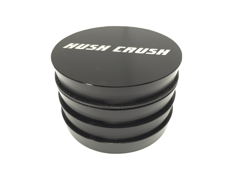 Hush Crush 2.5" 4-Piece Tiered-Towered Magnetized Herb Grinder - Black - Lighter USA