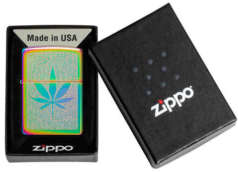 Zippo Lighter - Rainbow Cannabis Leaf