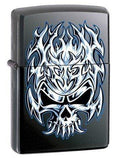 Zippo Lighter - Flaming Chrome Skull Licorice - Lighter USA