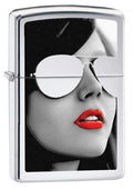 Zippo Lighter - BS Woman In Sunglasses High Polish Chrome - Lighter USA