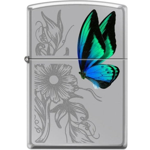 Zippo Lighter - Dazzling Butterfly High Polish Chrome - Lighter USA