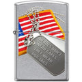 Zippo Lighter - Flag & Dog Tag Street Chrome - Lighter USA