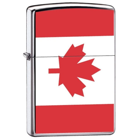 Zippo Lighter - Flag of Canada High Polish Chrome - Lighter USA