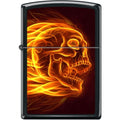 Zippo Lighter - Flaming Skull Black Matte - Lighter USA