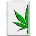 Zippo Lighter - Half a Pot Leaf Pipe Lighter White Matte - Lighter USA