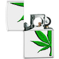 Zippo Lighter - Half a Pot Leaf Pipe Lighter White Matte - Lighter USA