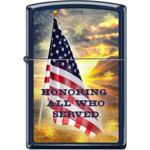 Zippo Lighter - Honoring All Who Served Navy Blue Matte - Lighter USA