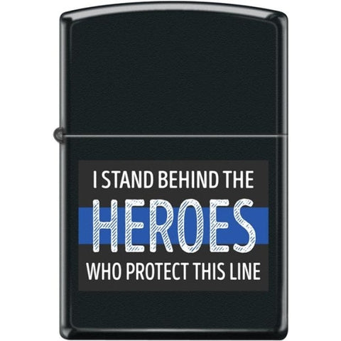 Zippo Lighter - I Stand Behind the Heroes Black Matte Zippo Zippo   