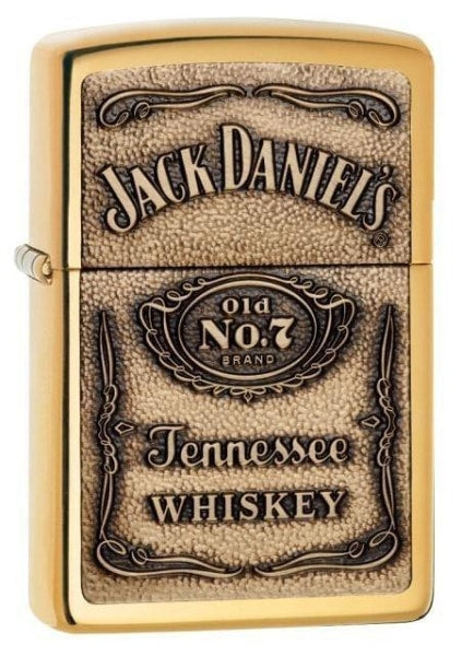 Zippo Lighter - Jack Daniel's Emblem High Polish Brass - Lighter USA