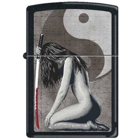 Zippo Lighter - Lady with Sword Black Matte - Lighter USA