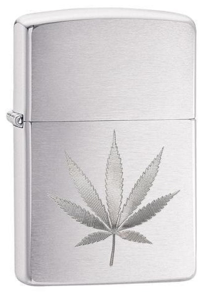 Zippo Lighter - Leaf Design Brushed Chrome - Lighter USA