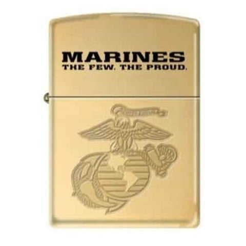 Zippo Lighter - Marines The Few. The Proud. High Polish Sold Brass - Lighter USA