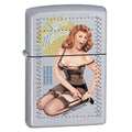 Zippo Lighter - Night Mission Pinup Satin Chrome - Lighter USA