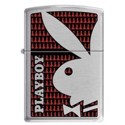 Zippo Lighter - Playboy Red Brushed Chrome - Lighter USA