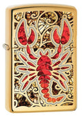 Zippo Lighter - Scorpion Shell High Polish Brass - Lighter USA