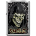 Zippo Lighter - Skull Smile Brushed Chrome - Lighter USA