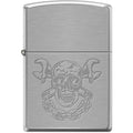 Zippo Lighter - Skull With Wrenches Brushed Chrome - Lighter USA