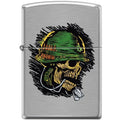 Zippo Lighter - Soldier Skull Brushed Chrome - Lighter USA