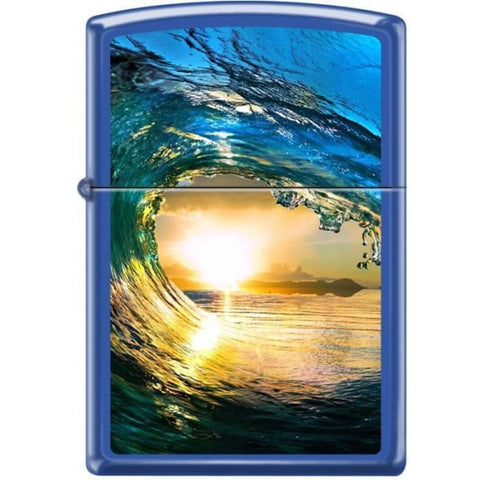 Zippo Lighter - Sunset In Wave Blue Matte - Lighter USA