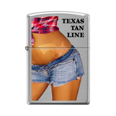 Zippo Lighter - Texas Tan Line Brushed Chrome - Lighter USA