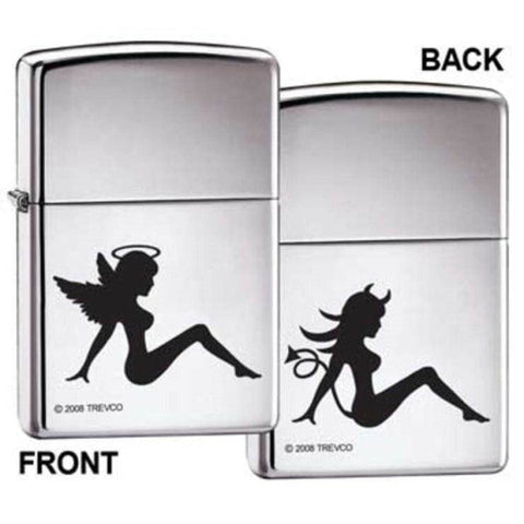 Zippo Lighter - Trucker Angel Devil High Polish Chrome - Lighter USA