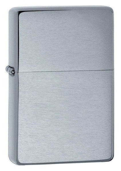 Zippo Lighter - Vintage Brush Chrome w/o slashes - Lighter USA