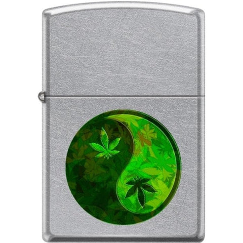 Zippo Lighter - Yin Yang Pot Leaf Pipe Lighter Street Chrome - Lighter USA